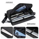 Waterproof Crossbody Bag Men Large Capacity 15 inch Laptop Fashion Shoulder Bag Solid Black Light Portable Anti-theft Zipper Bag