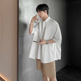 High Quality Solid Pockets Shirts Black Blouses Summer Korean Smooth Short Sleeve Shirt Streetwear Oversize Cargo Shirts