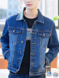 Denim Jackets Man Black Short Jeans Coat for Men Casual Slim Button G New in Original Korea Winter Oversize Size L Outwear Large