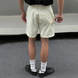 Mens Casual Metal Rivet Five-Quarter Pants Genderless New American Retro Personality Versatile Solid Color Shorts Unisex