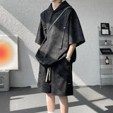 Mens Training Sports Sets Men Hooded Sports Suits Shorts Jogging Sets Male Running Tracksuits Couple Loose Tie-Dye Outwear
