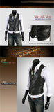 Spring Autumn Motorcycle Sleeveless Vest Jacket Korean Slim-fitting Casual Spring Mens Vest Suit Pu Leather Waistcoat