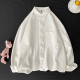 New Men Luxury Korean Style Shirts Casual Long Sleeve Drapped Solid Color Button-down Cardigan Fashion Japanese Blouse 2025 New