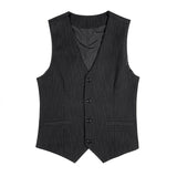 England Men's Suit Vest Pinstripe Slim Fit Sleeveless Gilet Formal Groomsman Waistcoat Business Gentleman Work Dress Suit Vests