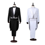 Men's Tailcoat Classic Modern White and Black Basic Style Mens Suit with Tailcoat Singer Magician Stage Jacket Outfits