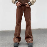 Y2K Streetwear Vintage Brown Baggy Flared Jeans Pants Men Clothing New Fashion Straight Women Long Trousers Pantalon Homme