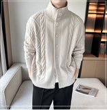 New Korean Style Jacquard Men Cardigan Jackets Fashion Luxury Knitted Button-down  Long Sleeve Sweater Coat Winter Warm Knitwear