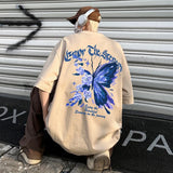 Men's T-shirts Oversized 5XL Casual Summer Wear Black Cotton Men Tshirt Butterfly Print Tee Shirts Fashion for Men New Clothes