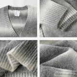 Winter New Gradient Men's Cardigan V-neck Single Breasted Fashion Casual Loose Sweater Couple Street Hip-hop Clothing Oversized