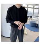 New Japanese Leisure Men's Hooded Sweater Trendy Harajuku Preppy Style Long Sleeve Hoodies Autumn Casual Vintage Warmth Knitwear