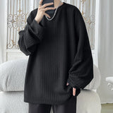 Spring Long Sleeved T-shirt Men White Casual T Shirt Men Streetwear Korean Loose Pleated T Shirt Mens Top Large Size M-5XL