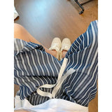 Large Size Shorts Men's Fashion Striped Shorts Ultra-light Summer Thin Vintage High-end Hlaf Trousers Cropped Pants Men