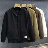 Korean Heavy Baseball Uniform Jacket Men's Preppy Button Cardigan Jacket Spring Autumn Large Size American Retro Trendy Jacket