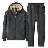 Thick Fleece Two Pieces Set Winter Soild Color Men's Sets Mens Set Warm Cashmere Tracksuit Outerwear Casual Brand Clothing