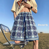 Shorts Men Plaid Casual Breathable Handsome High Street Fashion Korean Style Sporty Drawstring Summer Charming Al-match College