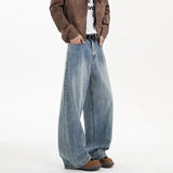 Men's Denim Pants hip hop jean Classic Blue Washed Male Jeans Straight Casual Menwear Loose Wide Leg Trousers New Fashion