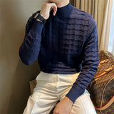 New Luxury Jacquard Men Sweater  Casual British Style Slim-fit Knitted Long Sleeve Pullover Fashion Leisure Basic Knitwear M-3XL