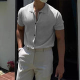 New Fashion Men Cardigan Tops Luxury Knitted Half Sleeve Shirts Leisure Button-down Shirts for Men Korean Style Premium Knitwear