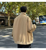 Spring New jacket man baggy Bomber jacket Windbreaker Men's Zipper Casual Jacket Solid loose coat Fashion trend Stand collar