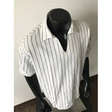 Men Slim Fit Striped Polo Collar T-Shirt Summer Casual Breathable Cotton Comfortable Fashion Tee Shirt Top Striped Mens Clothing