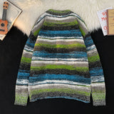 Autumn Cardigan Men Colorful American Style Retro Nostalgic Tender Couple All-match Comfortable Blocking Minority Temperament