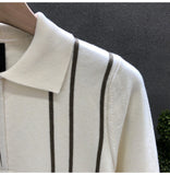 Men's Jersey Luxury Polo Neck Zipper Knit Sweater Casual Fashion Solid Color Long Sleeve Pullover Premium Quality Knitwear M-3XL