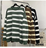 American autumn and winter high street men and women trendy lazy style round neck knitted sweater couple loose casual sweater