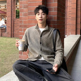 Japanese Vintage Cardigan Coats Light Luxury Knitted Lapel Long Sleeve Men Sweater Jacket Leisure Premium Quality Knitwear M-3XL