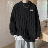 Autumn and winter high street men and women Korean style trend lazy style round neck sweater couple loose retro casual knitted