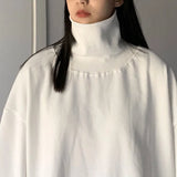 Turtle Neck Long Sleeve T-shirts Men Plus Velvet Warm Basic Solid Korean Style Loose CouplesTops Mens Clothes Streetwear Ins