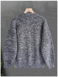 New Japanese Retro Men Sweater Light Luxury Knitted O Neck Grey Long Sleeve Pullover Casual Loose Premium Thickened Knitwear