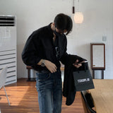 New Korean Business Men Shirts Light Luxury Slim-fit Solid Color Long Sleeve Cardigans Leisure Breathable Solid Color Basic Tops