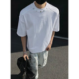 Tshirt Men Slim Fit Solid Color Round Neck t Shirt Button trim Summer Casual Tee Shirt Lightweight Breathable Cotton Fashion Top