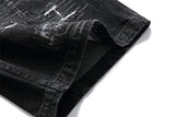 Hip Hop Denim Shorts Men Streetwear Vintage Patch Jeans Short Oversized Harajuku Embroidery Black Baggy Knee Length Pants Male