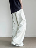 New Men's Cotton White Non-stretch Straight Baggy Jeans Streetwear Fashion Casual Denim Pants Hip Hop Trendy Male Trousers