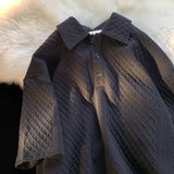 American Style Shoulder Polo Shirt Short Sleeved Men's Heavyweight Texture Collar T-shirt Design Versatile Seven Quarter Sleeves