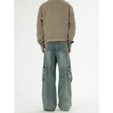 Cargo jeans men new Side pocket design Men's Denim full trousers Male Casual Youth street dance Loose Wide Leg jeans unisex