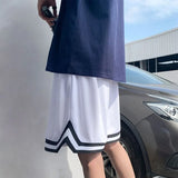 Board Shorts Men Summer Loose Straight Joggers Knee-length Casual Striped Design All-match Daily Cool Thin Japanese Male Basic