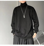 Turtle Neck Long Sleeve T-shirts Men Plus Velvet Warm Basic Solid Korean Style Loose CouplesTops Mens Clothes Streetwear Ins