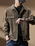Corduroy Jacket Autumn New Men's Jacket Fashion Vintage Street Style Casual Single Breasted Coat Male Brand Clothes M110