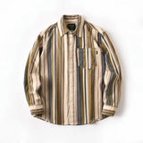 Japanese Cotton Corduroy Trendy Striped Loose Long-sleeved Shirt Shirt Men's Autumn Hong Kong Style Thin Button Cardigan Jacket