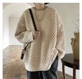 American style trendy men and women retro round neck personalized sweater couple autumn and winter lazy style casual knitted top