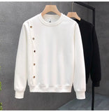Simple Design Sense White Sweatshirt Men's Trendy Round Neck Bottoming Shirt 2025 Spring Autumn Handsome Men's Hot Top Urban