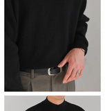 Korean Fashion Men Sweater Light Luxury Trendy Mock Neck Knitted Solid Color Pullover Premium Quality Long Sleeve Basic Knitwear