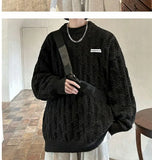 Autumn and winter high street men and women Korean style trend lazy style round neck sweater couple loose retro casual knitted