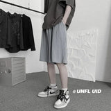 Summer Casual  Shorts Men Oversized Fashion Grey Pleated Shorts Men Streetwear Korean Loose Wide-leg Shorts Mens Beach Shorts