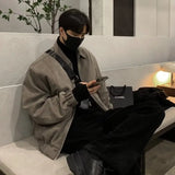 Autumn Suede Jackets Man Fashion Korean Style Jacket Lightweight Casual Turn-down Collar Zipper Tops Coats Slim Men Jackets