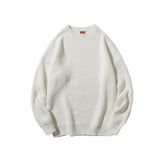 Autumn Mens Sweater Solid Color Loose Casual Bottoming Pullover Round Neck Japanese Warm Knitted Sweater