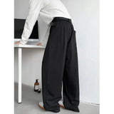 Grey Suit Pants Men Fashion Society Mens Black Dress Pants Korean Loose Straight Casual Pants Mens Office Formal Trousers