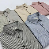 Japanese Shirt Men's Retro Amikaki Vertical Stripe Long Sleeve Shirts Youth Non Iron Casual Workwear Popular Spring Shirt Coats